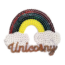 Wholesale Rainbow Shape Cartoon Cute Iron-on Clothes Embroidery Sequins 3d Embroidery Label Patch